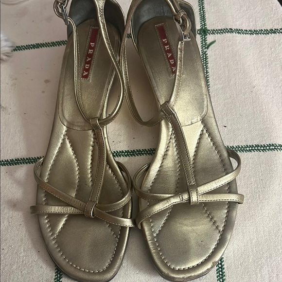 Prada Women's Gold Sandals - Picture 1 of 11